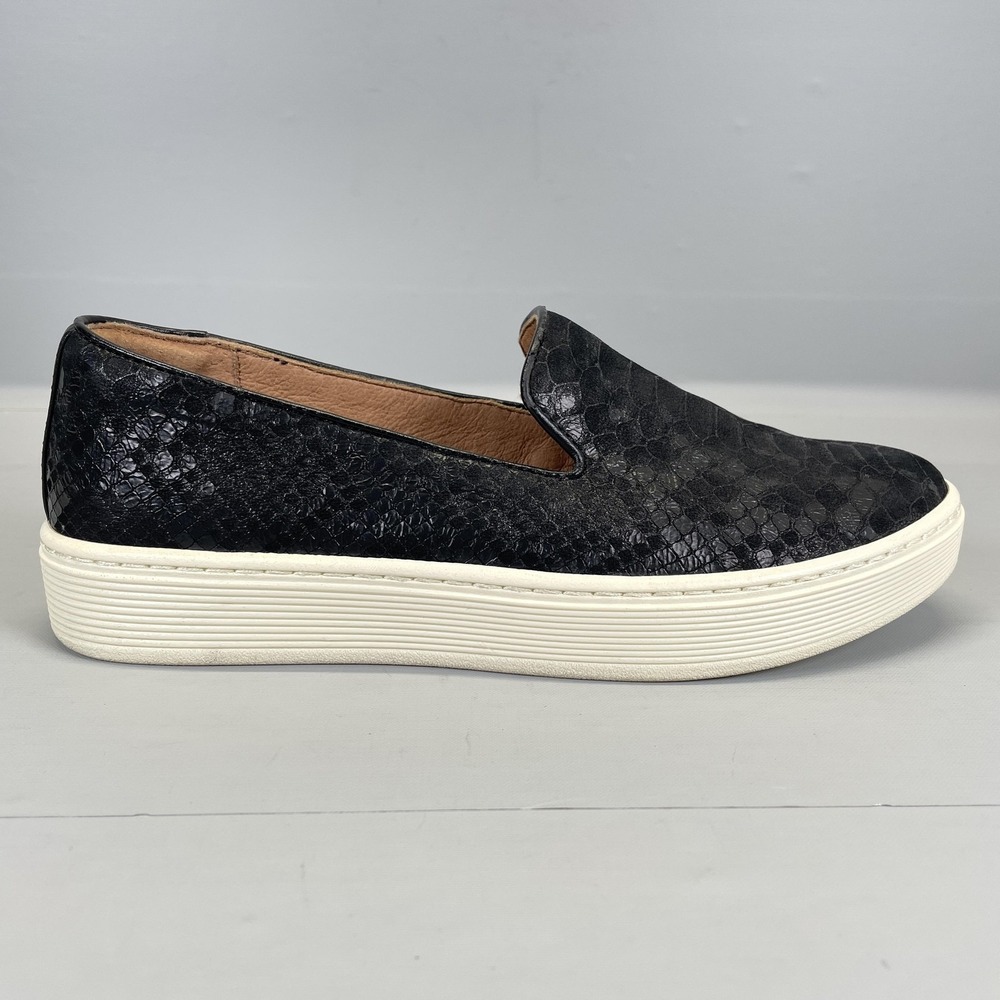 Sofft Somers Shoes Womens Size 6.5 Black Leather Snake Print‎ Slip On Comfort